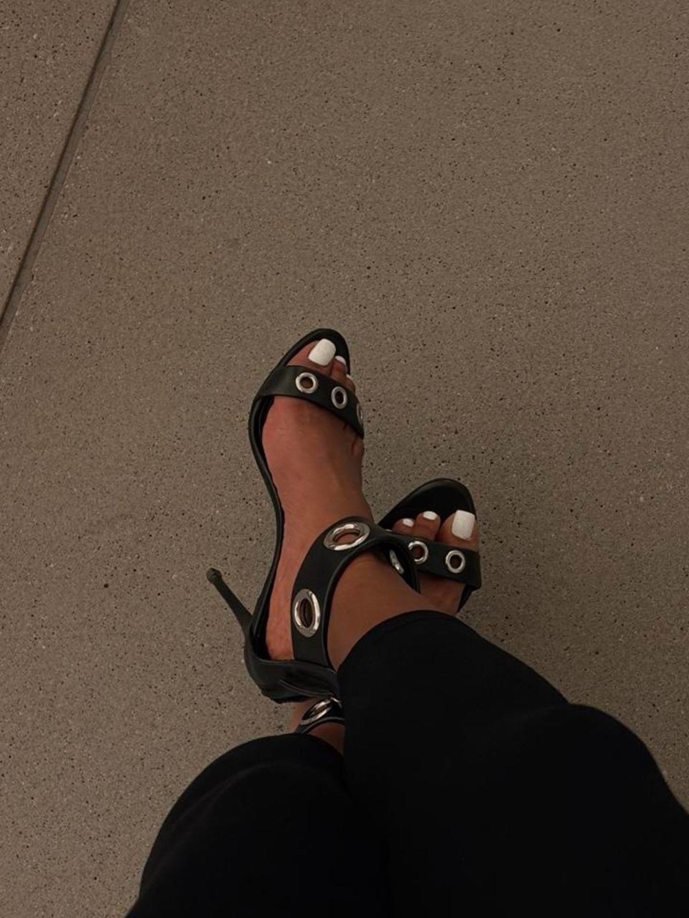 Giuseppe Zanotti Black Leather Grommet Ankle Strap Heels IT38 - Picture 4 of 4